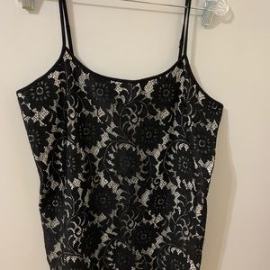 LOFT Outlet Black Lace Overlay Tank Top Size XL. Cotton/Spandex blend